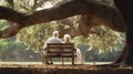 aging old people park bench