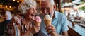 Aging Pair Delights In Shared Ice Cream Indulgence