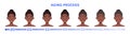 Aging Process of Beautiful Black Afro Woman. Young and Elderly Female Character. Set of Isolated Female Face with Sag and Wrinkles