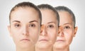 Aging process, rejuvenation anti-aging skin procedures Royalty Free Stock Photo