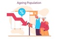 Aging society and low birth rate in developed countries set. Workforce Royalty Free Stock Photo