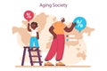 Aging society and low birth rate in developed countries set. Workforce Royalty Free Stock Photo