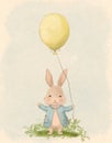 Pastel vintage bunny drawing, easter bunny, woodland animal, illustration for children\'s room Royalty Free Stock Photo