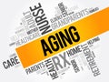 Aging word cloud collage, social concept background