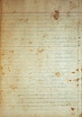 Aging, worn lined paper with water stains and rough edges Royalty Free Stock Photo