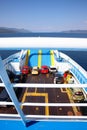 Agiokampos, Evia island, Greece - August 15, 2023: Ferryboat interior. Cars being transported by ferry from Agiokampos, Evia