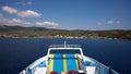 Agiokampos, Evia island, Greece - August 15, 2023: Ferryboat interior. Cars being transported by ferry from Agiokampos, Evia