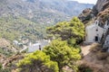 Agios Athanasios, Chora Kythira island Greece. Orthodox church perched in the rocks. Above view Royalty Free Stock Photo