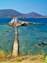 Agios Isidoros chapel on a tiny rock isletat Leros island  Greece Royalty Free Stock Photo