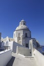 Agios Minas church in Fira town on Santorini in sunny day