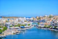 Agios Nikolaos, Crete / Greece. Agios Nikolaos is a coastal and resort town in Crete. Panoramic view