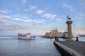 Agios Nikolaos fortress on the Mandraki harbour of Rhodes Greece