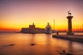 Agios Nikolaos fortress on the Mandraki harbour of Rhodes