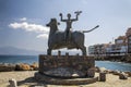 Agios Nikolaos / Greece - September 27, 2018: The statue of Europe is sitting on a bull. Sculpture of Europe, mother of King Minos Royalty Free Stock Photo