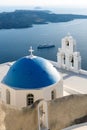 Agios Theodori church dome and belltower, Santorini, Greece Royalty Free Stock Photo