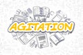 Agitation - Doodle Yellow Word. Business Concept.