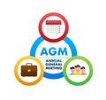 AGM - Annual general meeting. Calendar reminder. Vector stock illustration.