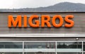 View of the Migros supermarket in Agno, it is the largest supermarket chain in Switzerland