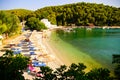 Agnontas beach and bay on a sunny day, Greece