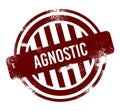 Agnostic - red round grunge button, stamp Royalty Free Stock Photo