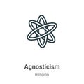 Agnosticism outline vector icon. Thin line black agnosticism icon, flat vector simple element illustration from editable religion