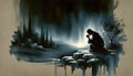 The Agony in Gethsemane of Jesus Christ. Passion Thursday. Life of Christ. Watercolor Biblical Illustration