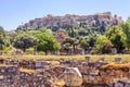 Agora in Athens overlooking famous Acropolis, Greece