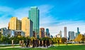 Agora, an installation of 106 headless and armless iron sculptures at the south end of Grant Park in Chicago