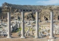 Agora. Temple of Tyukhe. Antique theater. Latrina. Columns. Ruin. Side. Turkey. Antique Side