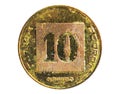 10 Agorot Piefort coin, 1981~2000 - Piedfort Issues serie, Bank of Israel. Obverse, 1987