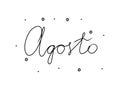 Agosto phrase handwritten with a calligraphy brush. August in spanish. Modern brush calligraphy. Isolated word black Royalty Free Stock Photo