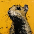 Black And Yellow Mouse Painting In The Style Of Mark Lague