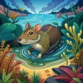Agouti rodent unsuitable swims ocean table vector