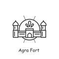 Agra fort line icon. Editable vector illustration