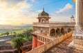 Agra Fort medieval royal palace dome with white marble architecture at sunrise Royalty Free Stock Photo
