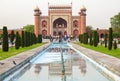 Agra, India - April 30, 2017 : Taj Mahal western gate at sunri