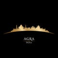 Agra India city silhouette black background