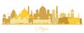 Agra India City Skyline Silhouette with Golden Buildings Isolated on White