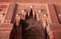 AGRA, INDIA - MARCH, 28, 2019: a decorative doorway arch at red fort Royalty Free Stock Photo