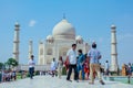 Local Indian People visiting the Taj Mahal in the Sunny Day