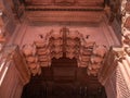 AGRA, INDIA - MARCH, 28, 2019: low angle view of a decorative doorway arch at red fort Royalty Free Stock Photo