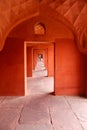 Agra, India, 16 March 2024, maze-like corridor built by Shah Jahan exhibiting Mughal architecture.