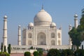 Taj Mahal mausoleum with a blue sky at sunrise in Agra, India. Royalty Free Stock Photo