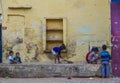 Children playing at street market Royalty Free Stock Photo