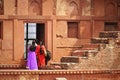 Agra, India - November 13, 2022: Main gate in Red Fort Agra with froup of people