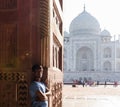Portrait of a Tourist at the Taj Mahal