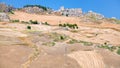 Agrarian fields and abandoned village in Sicily