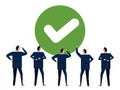 agree green check mark choice choose vote by businessmen team together success good choice ok