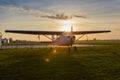 Agreement airplane parked in front of his hangar