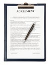 Agreement in a clipboard isolated Royalty Free Stock Photo